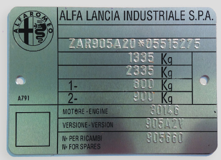 vin plate lancia