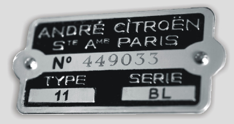 citroen vin plate