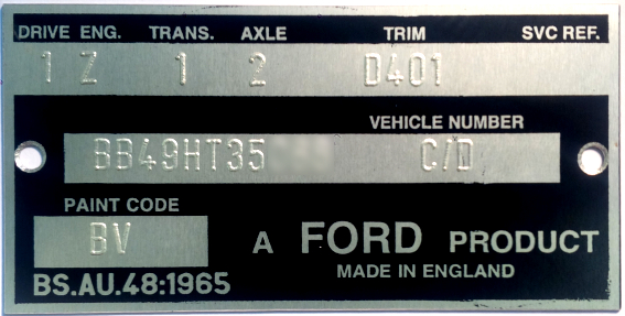 ford id plate