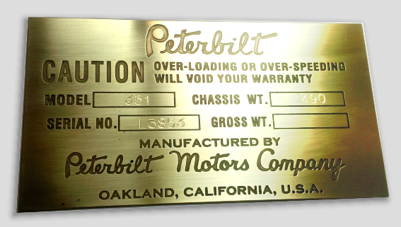 peterbilt id plate