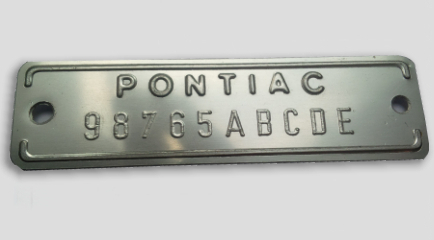 pontiac vin plate